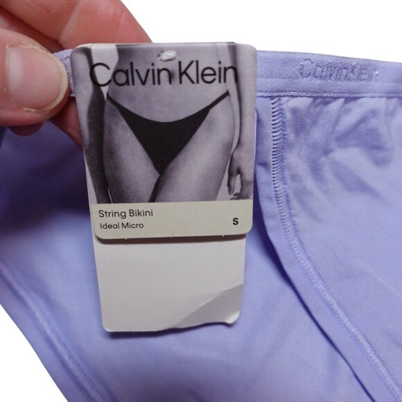 NWT Calvin Klein Ideal Micro String Bikini Sz S Purple Silky Soft Mid Rise - Picture 3 of 4